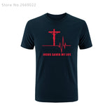 Summer Jesus Saved My Life T Shirt Savior God Religion Prayer Faith Christian Tshirts Cotton Short Sleeve T-shirts