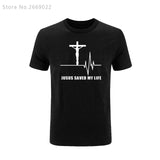 Summer Jesus Saved My Life T Shirt Savior God Religion Prayer Faith Christian Tshirts Cotton Short Sleeve T-shirts
