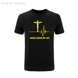 Summer Jesus Saved My Life T Shirt Savior God Religion Prayer Faith Christian Tshirts Cotton Short Sleeve T-shirts