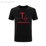 Summer Jesus Saved My Life T Shirt Savior God Religion Prayer Faith Christian Tshirts Cotton Short Sleeve T-shirts