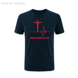 Summer Jesus Saved My Life T Shirt Savior God Religion Prayer Faith Christian Tshirts Cotton Short Sleeve T-shirts