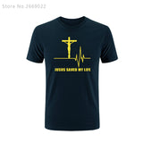 Summer Jesus Saved My Life T Shirt Savior God Religion Prayer Faith Christian Tshirts Cotton Short Sleeve T-shirts