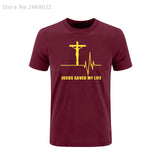 Summer Jesus Saved My Life T Shirt Savior God Religion Prayer Faith Christian Tshirts Cotton Short Sleeve T-shirts