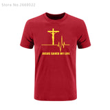 Summer Jesus Saved My Life T Shirt Savior God Religion Prayer Faith Christian Tshirts Cotton Short Sleeve T-shirts