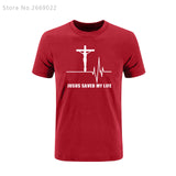 Summer Jesus Saved My Life T Shirt Savior God Religion Prayer Faith Christian Tshirts Cotton Short Sleeve T-shirts