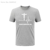 Summer Jesus Saved My Life T Shirt Savior God Religion Prayer Faith Christian Tshirts Cotton Short Sleeve T-shirts