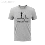 Summer Jesus Saved My Life T Shirt Savior God Religion Prayer Faith Christian Tshirts Cotton Short Sleeve T-shirts
