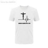 Summer Jesus Saved My Life T Shirt Savior God Religion Prayer Faith Christian Tshirts Cotton Short Sleeve T-shirts