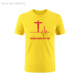 Summer Jesus Saved My Life T Shirt Savior God Religion Prayer Faith Christian Tshirts Cotton Short Sleeve T-shirts