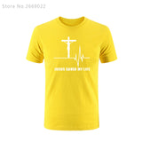 Summer Jesus Saved My Life T Shirt Savior God Religion Prayer Faith Christian Tshirts Cotton Short Sleeve T-shirts