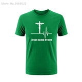 Summer Jesus Saved My Life T Shirt Savior God Religion Prayer Faith Christian Tshirts Cotton Short Sleeve T-shirts