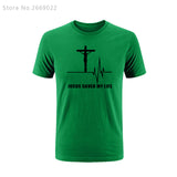 Summer Jesus Saved My Life T Shirt Savior God Religion Prayer Faith Christian Tshirts Cotton Short Sleeve T-shirts