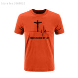 Summer Jesus Saved My Life T Shirt Savior God Religion Prayer Faith Christian Tshirts Cotton Short Sleeve T-shirts