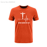 Summer Jesus Saved My Life T Shirt Savior God Religion Prayer Faith Christian Tshirts Cotton Short Sleeve T-shirts