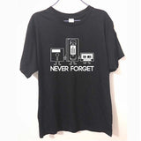 Never Forget Floppy Disc VHS Cassette Tech Geek Print T Shirts