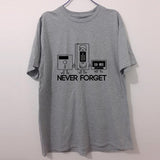 Never Forget Floppy Disc VHS Cassette Tech Geek Print T Shirts