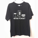 Never Forget Floppy Disc VHS Cassette Tech Geek Print T Shirts