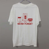 Never Forget Floppy Disc VHS Cassette Tech Geek Print T Shirts