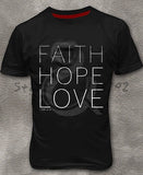 New Christian Men's T-shirt Faith Hope Love Jesus Cotton Black  Shirt men's top tees summer cotton tee shirt
