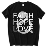 New Christian Men's T-shirt Faith Hope Love Jesus Cotton Black  Shirt men's top tees summer cotton tee shirt