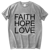 New Christian Men's T-shirt Faith Hope Love Jesus Cotton Black  Shirt men's top tees summer cotton tee shirt