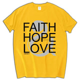 New Christian Men's T-shirt Faith Hope Love Jesus Cotton Black  Shirt men's top tees summer cotton tee shirt