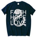 New Christian Men's T-shirt Faith Hope Love Jesus Cotton Black  Shirt men's top tees summer cotton tee shirt